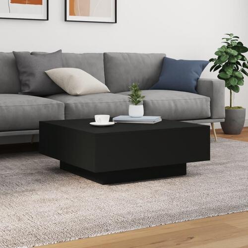 Sofabord med LED-lys 80x80x31 cm sort