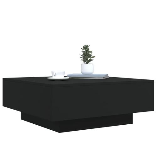 Sofabord med LED-lys 80x80x31 cm sort