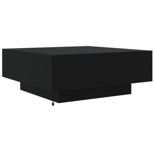 Sofabord med LED-lys 80x80x31 cm sort