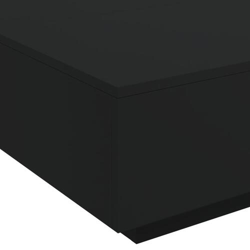 Sofabord med LED-lys 80x80x31 cm sort