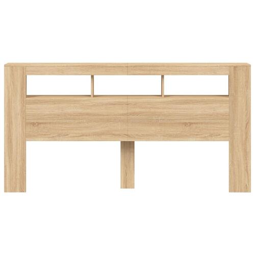 Sengegavl 200x18,5x103,5 cm LED-lys konstrueret træ sonoma-eg