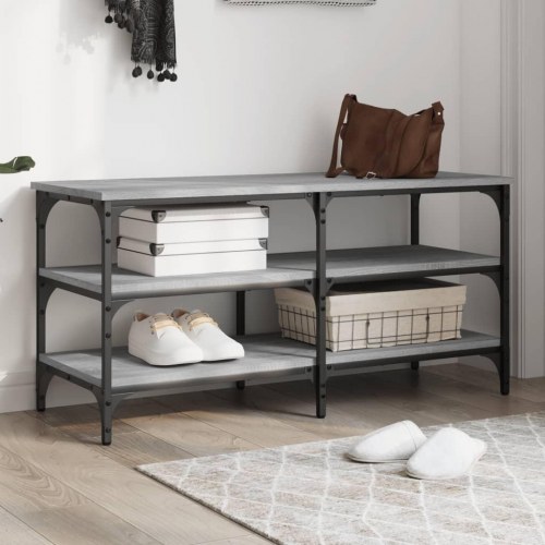 Skobænk med 3 hylder - 100 × 38,5 × 49 cm, grå sonoma-eg