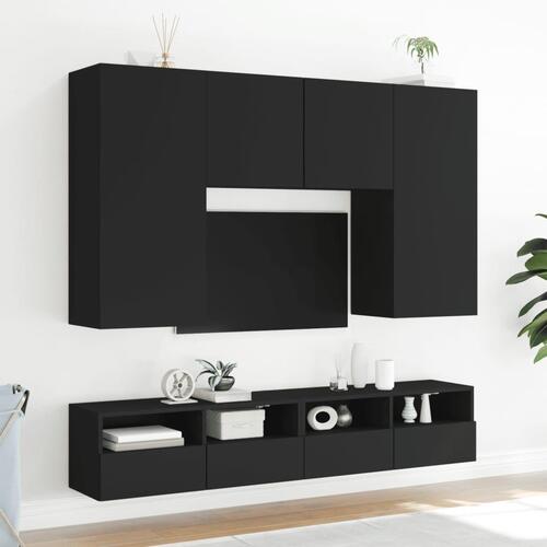 Væghængt tv-bord 80x30x30 cm konstrueret træ sort