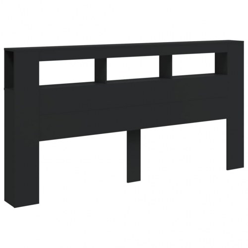 Sengegavl med LED-lys - 200 × 18,5 × 103,5 cm, konstrueret træ, sort