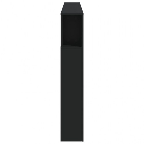 Sengegavl med LED-lys - 200 × 18,5 × 103,5 cm, konstrueret træ, sort