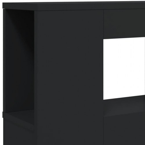 Sengegavl med LED-lys - 200 × 18,5 × 103,5 cm, konstrueret træ, sort