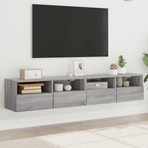 Væghængte tv-borde 2 stk. 80 x 30 x 30 cm - grå sonoma