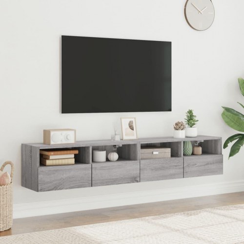 Væghængte tv-borde 2 stk. 80 x 30 x 30 cm - grå sonoma