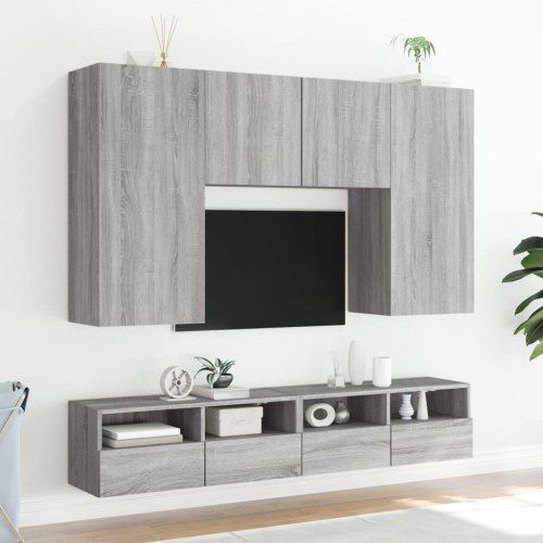 Væghængte tv-borde 2 stk. 80 x 30 x 30 cm - grå sonoma