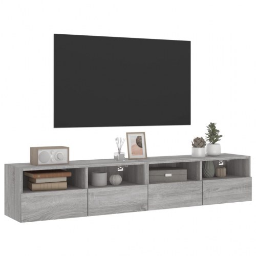 Væghængte tv-borde 2 stk. 80 x 30 x 30 cm - grå sonoma