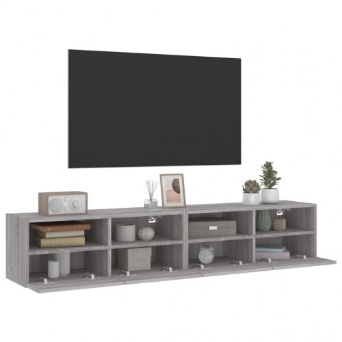 Væghængte tv-borde 2 stk. 80 x 30 x 30 cm - grå sonoma