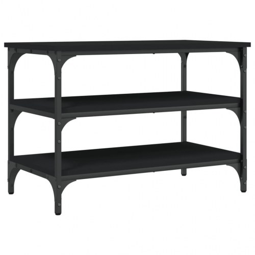 Skobænk med 3 hylder - konstrueret træ/metal, 70 × 38,5 × 49 cm, sort