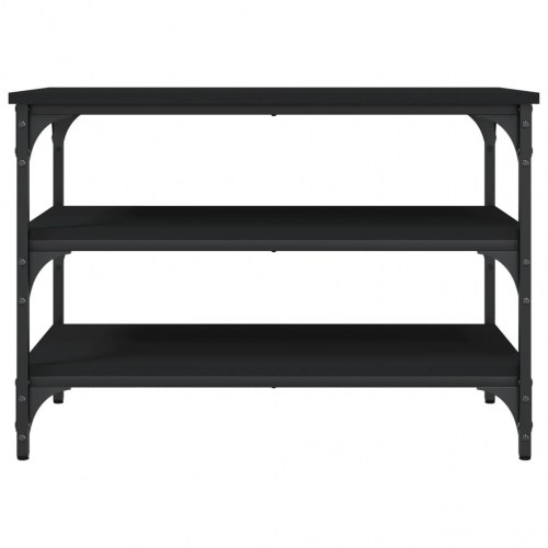 Skobænk med 3 hylder - konstrueret træ/metal, 70 × 38,5 × 49 cm, sort