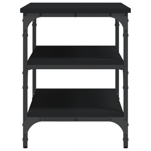 Skobænk med 3 hylder - konstrueret træ/metal, 70 × 38,5 × 49 cm, sort