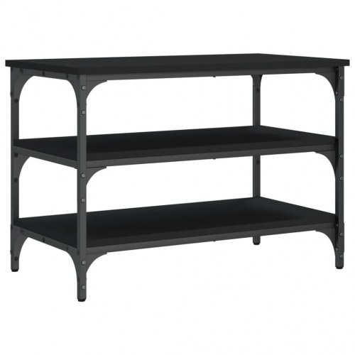 Skobænk med 3 hylder - konstrueret træ/metal, 70 × 38,5 × 49 cm, sort