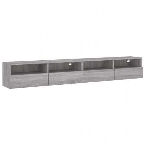 Væghængt tv-bord 2 stk. 100x30x30 cm konstrueret træ grå sonoma
