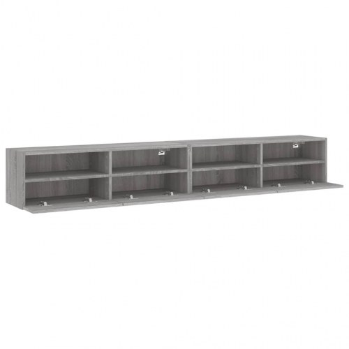 Væghængt tv-bord 2 stk. 100x30x30 cm konstrueret træ grå sonoma