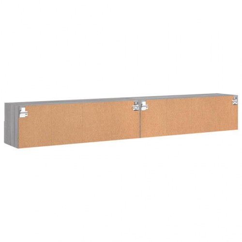 Væghængt tv-bord 2 stk. 100x30x30 cm konstrueret træ grå sonoma
