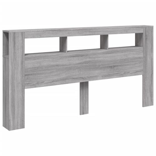 Sengegavl 200x18,5x103,5 cm LED-lys konstrueret træ grå sonoma