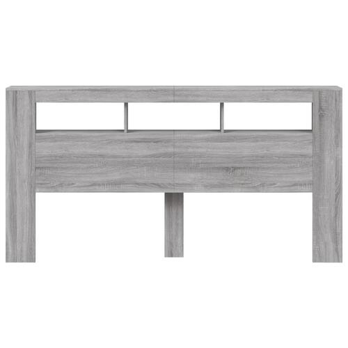 Sengegavl 200x18,5x103,5 cm LED-lys konstrueret træ grå sonoma