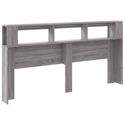 Sengegavl 200x18,5x103,5 cm LED-lys konstrueret træ grå sonoma