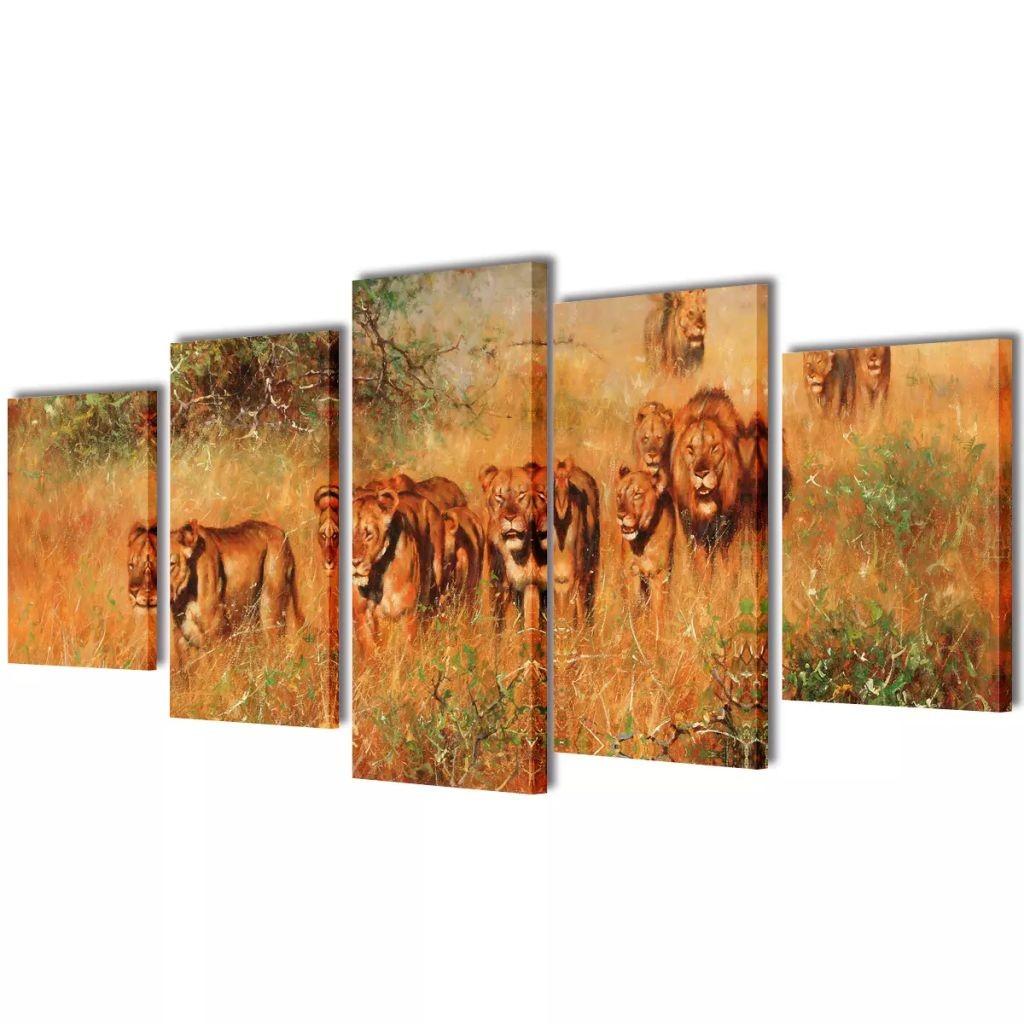 Kanvasbilledsæt løver 100 x 50 cm