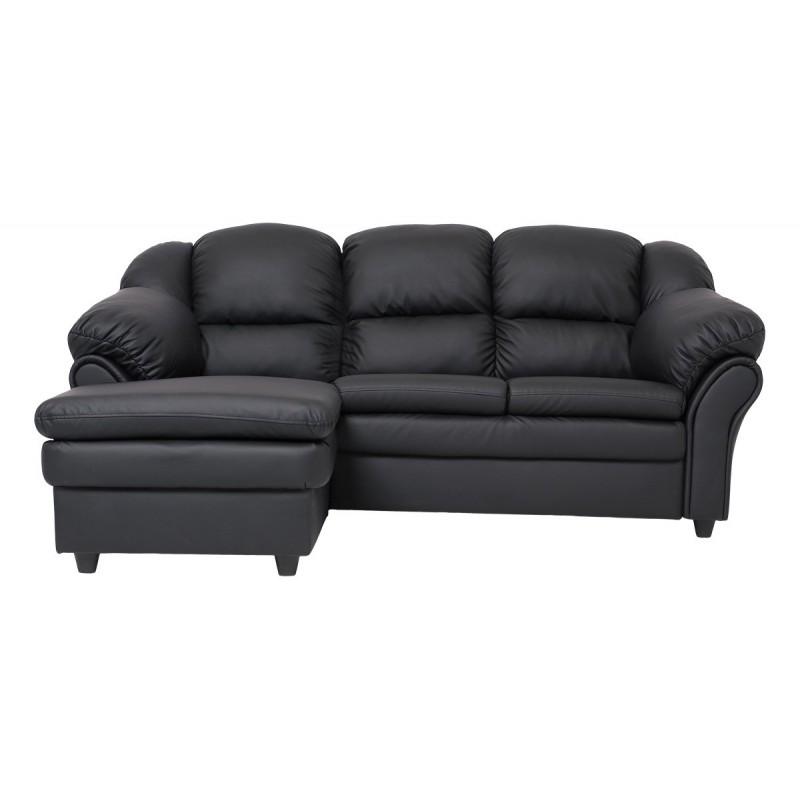 Elias chaiselongsofa - 3 pers. Venstre - Sort tekstillæder