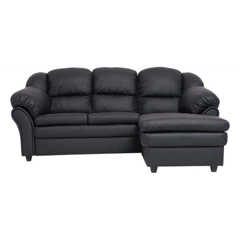 Elias chaiselongsofa - 3 pers. Højre - Sort tekstillæder