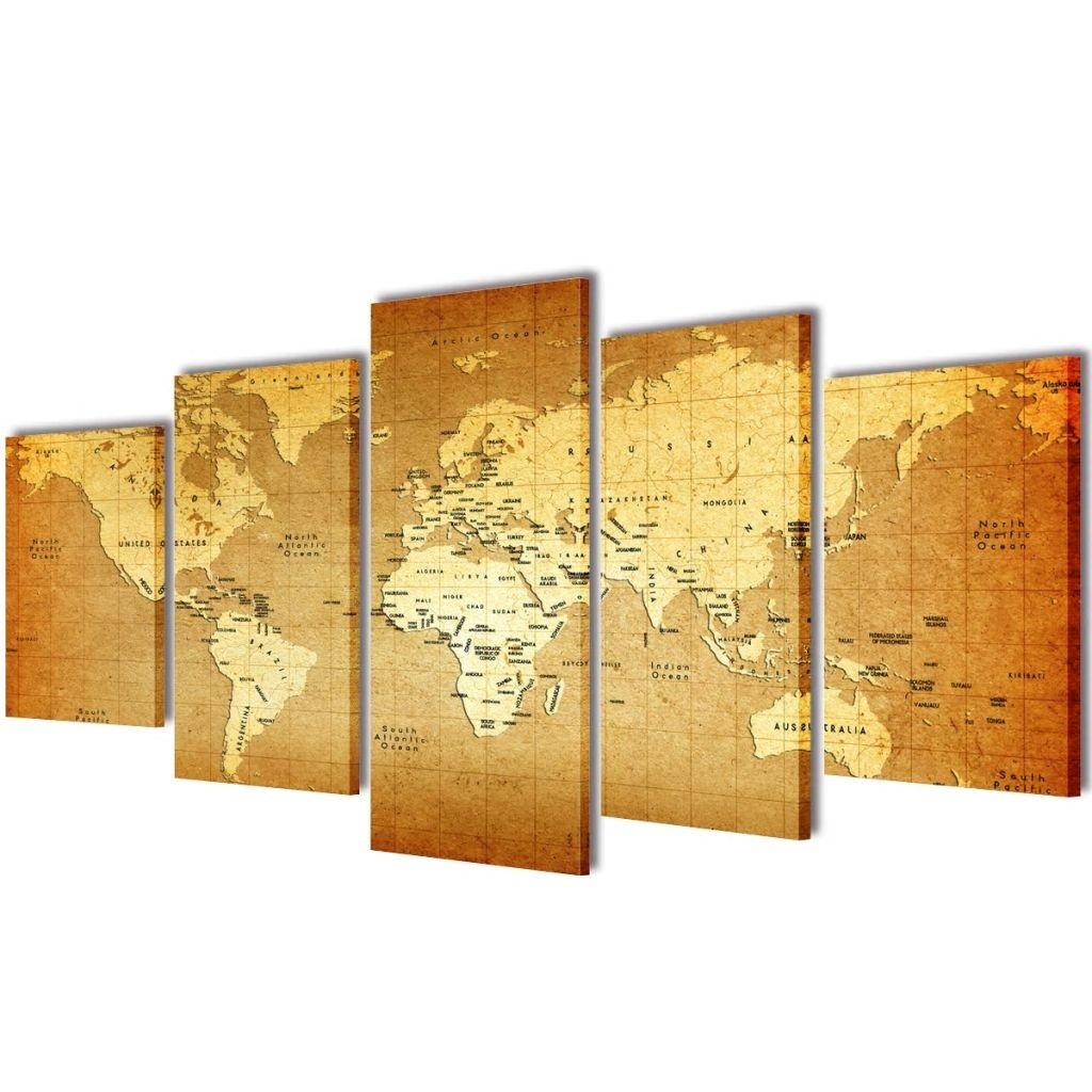 Kanvasbilledsæt verdenskort 100 x 50 cm