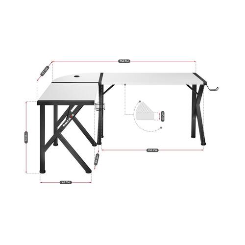 Skrivebord Huzaro Hero 6.3 Hvid Sort Stål Kulfiber 154 x 74 x 117 cm