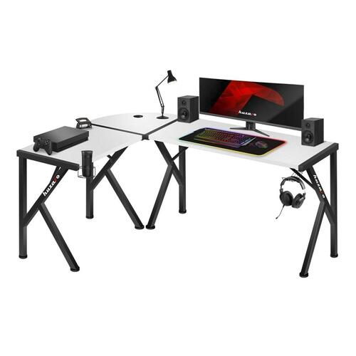 Skrivebord Huzaro Hero 6.3 Hvid Sort Stål Kulfiber 154 x 74 x 117 cm