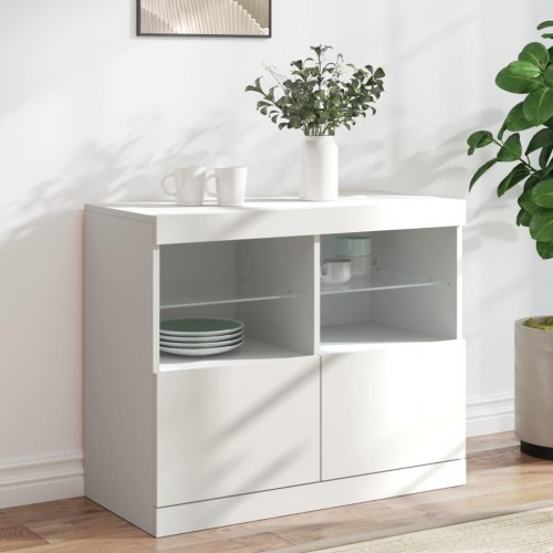 Skænk med LED-lys 81 × 37 × 67 cm - hvid