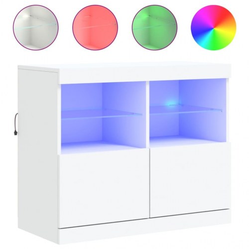 Skænk med LED-lys 81 × 37 × 67 cm - hvid