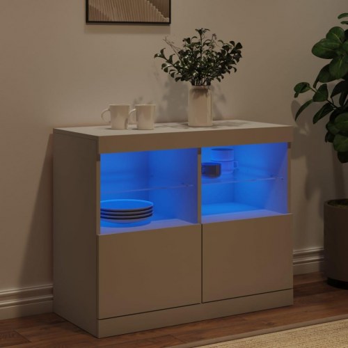 Skænk med LED-lys 81 × 37 × 67 cm - hvid