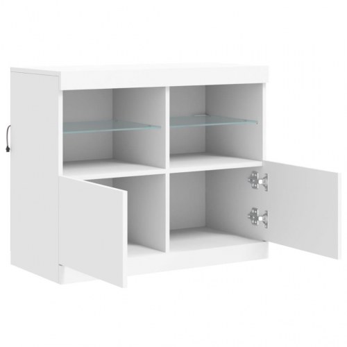 Skænk med LED-lys 81 × 37 × 67 cm - hvid