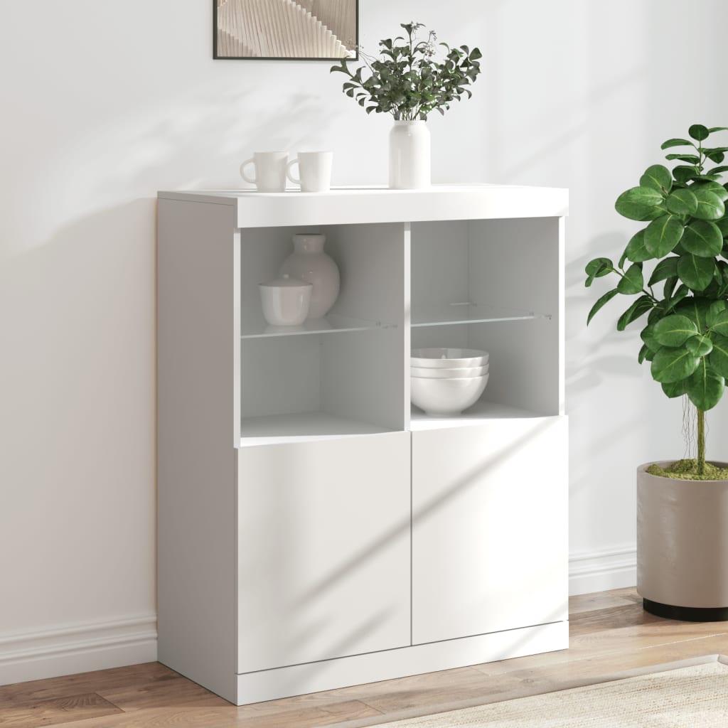 Skænk med LED-lys 81x37x100 cm hvid