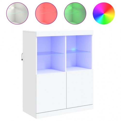 Skænk med LED-lys 81x37x100 cm hvid