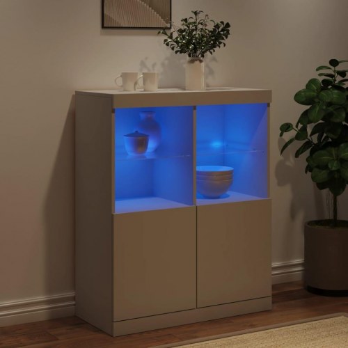 Skænk med LED-lys 81x37x100 cm hvid
