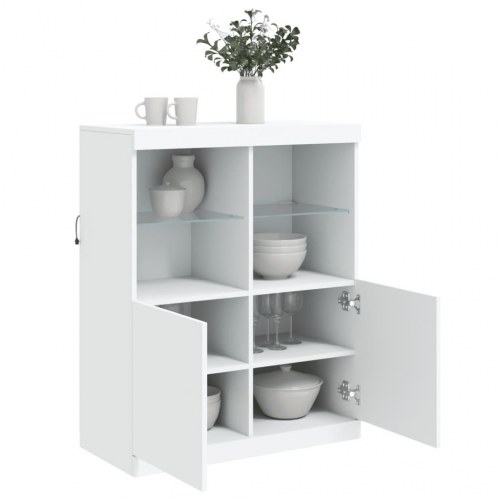 Skænk med LED-lys 81x37x100 cm hvid