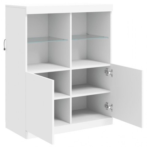 Skænk med LED-lys 81x37x100 cm hvid