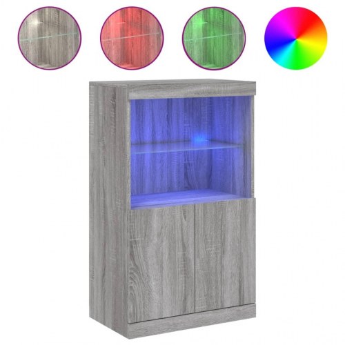 Skænk med LED-lys 60,5×37×100 cm - grå sonoma-eg