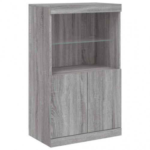 Skænk med LED-lys 60,5×37×100 cm - grå sonoma-eg