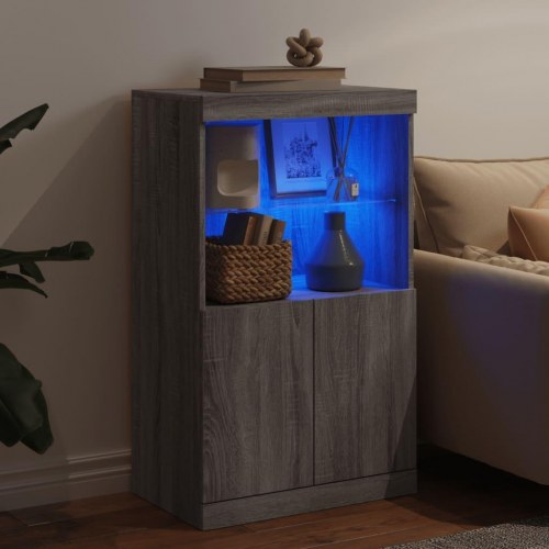 Skænk med LED-lys 60,5×37×100 cm - grå sonoma-eg
