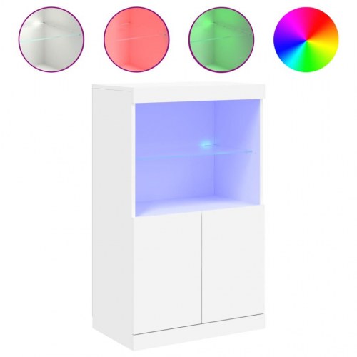Skænk med LED-lys 60,5 × 37 × 100 cm - hvid