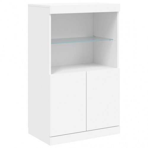 Skænk med LED-lys 60,5 × 37 × 100 cm - hvid
