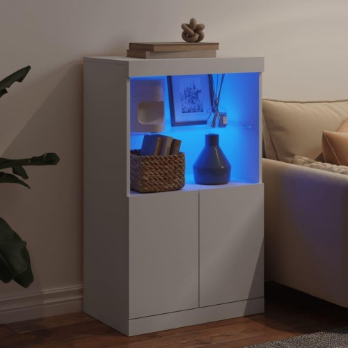 Skænk med LED-lys 60,5 × 37 × 100 cm - hvid