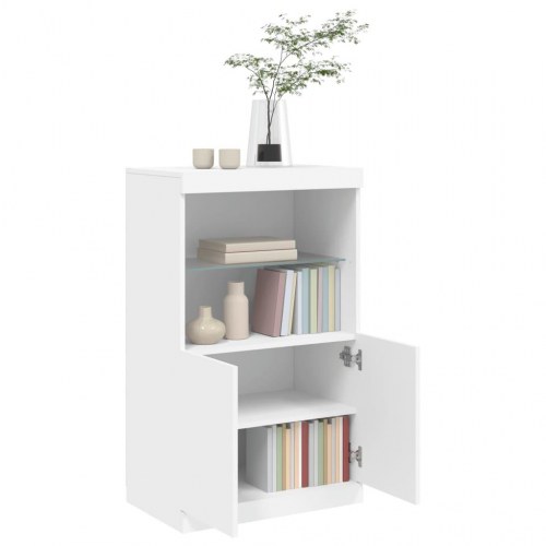 Skænk med LED-lys 60,5 × 37 × 100 cm - hvid