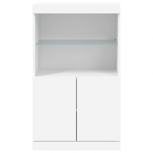 Skænk med LED-lys 60,5 × 37 × 100 cm - hvid