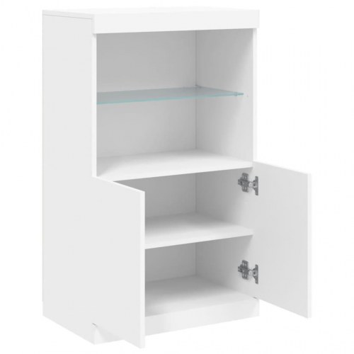 Skænk med LED-lys 60,5 × 37 × 100 cm - hvid