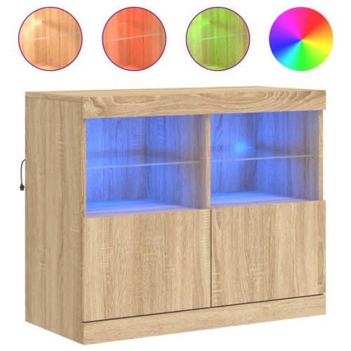 Skænk med LED-lys 81×37×67 cm - sonoma eg